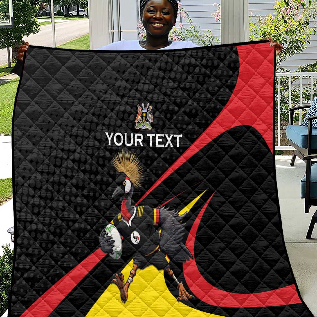 Jamhuri ya Uganda Rugby Custom Quilt With Black Crowned Crane Mascot LT15