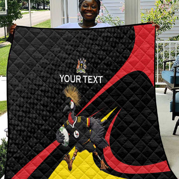 Jamhuri ya Uganda Rugby Custom Quilt With Black Crowned Crane Mascot LT15
