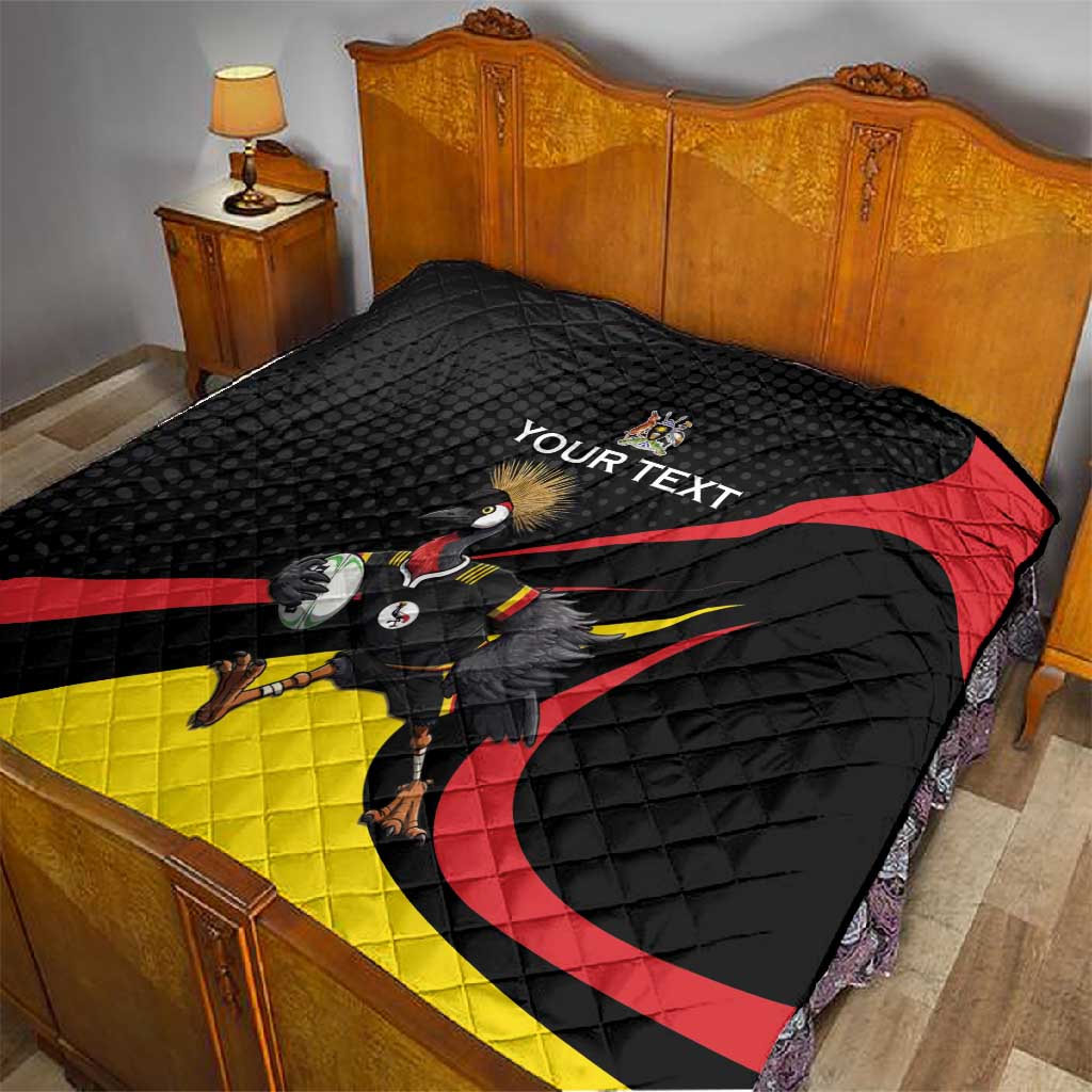 Jamhuri ya Uganda Rugby Custom Quilt With Black Crowned Crane Mascot LT15