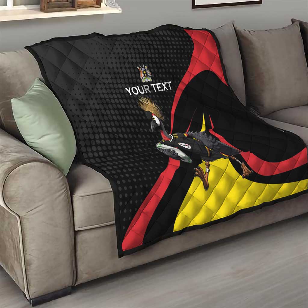 Jamhuri ya Uganda Rugby Custom Quilt With Black Crowned Crane Mascot LT15