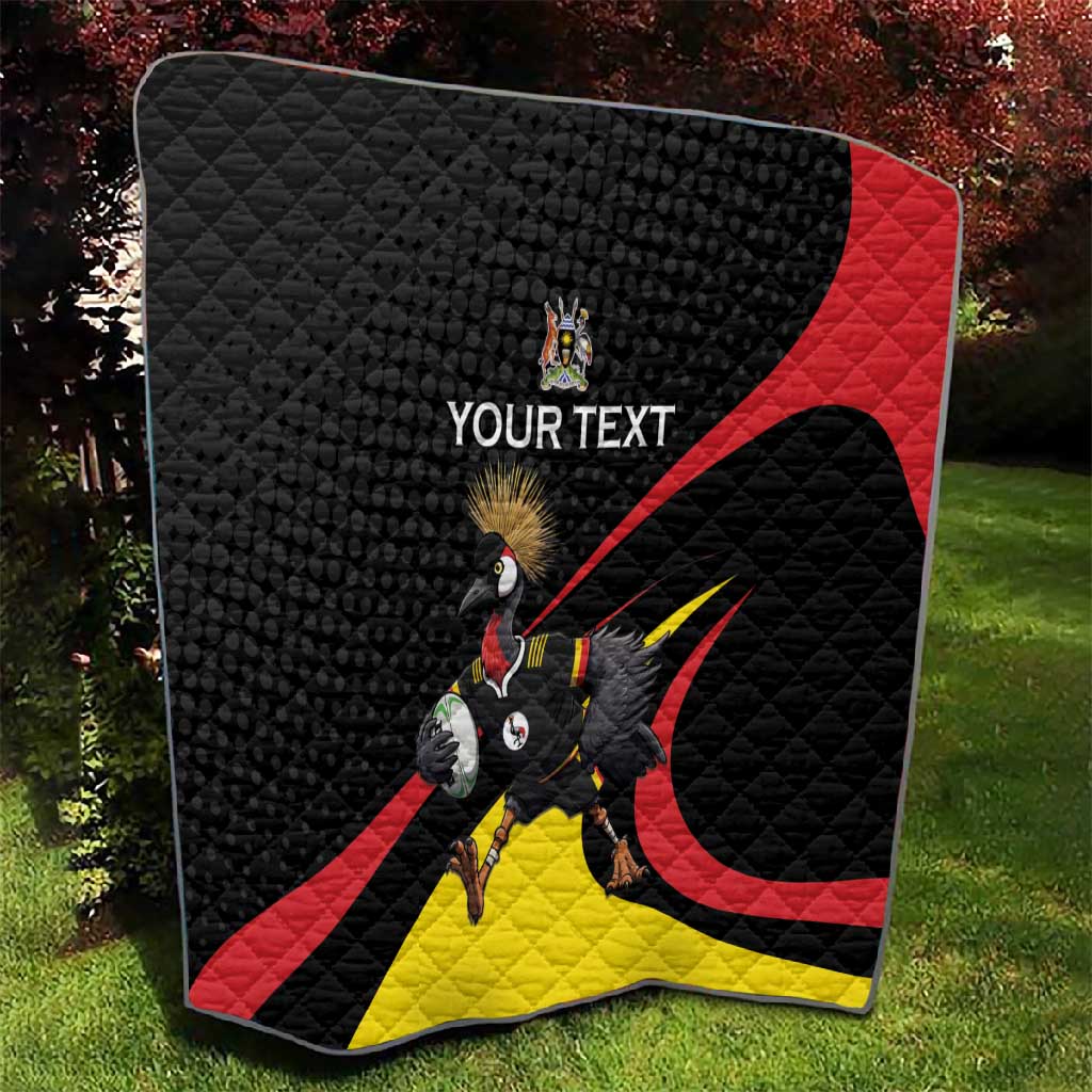 Jamhuri ya Uganda Rugby Custom Quilt With Black Crowned Crane Mascot LT15