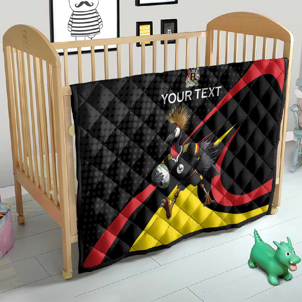 Jamhuri ya Uganda Rugby Custom Quilt With Black Crowned Crane Mascot LT15