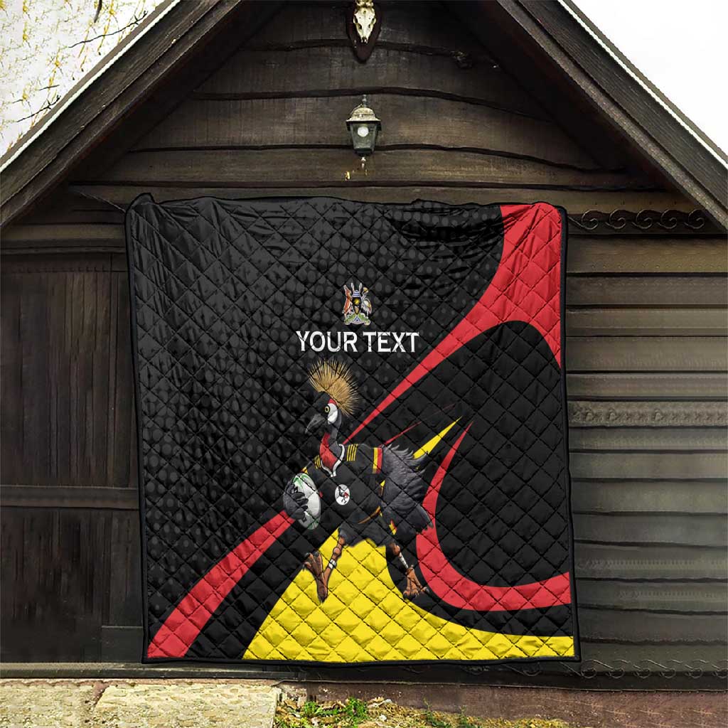 Jamhuri ya Uganda Rugby Custom Quilt With Black Crowned Crane Mascot LT15