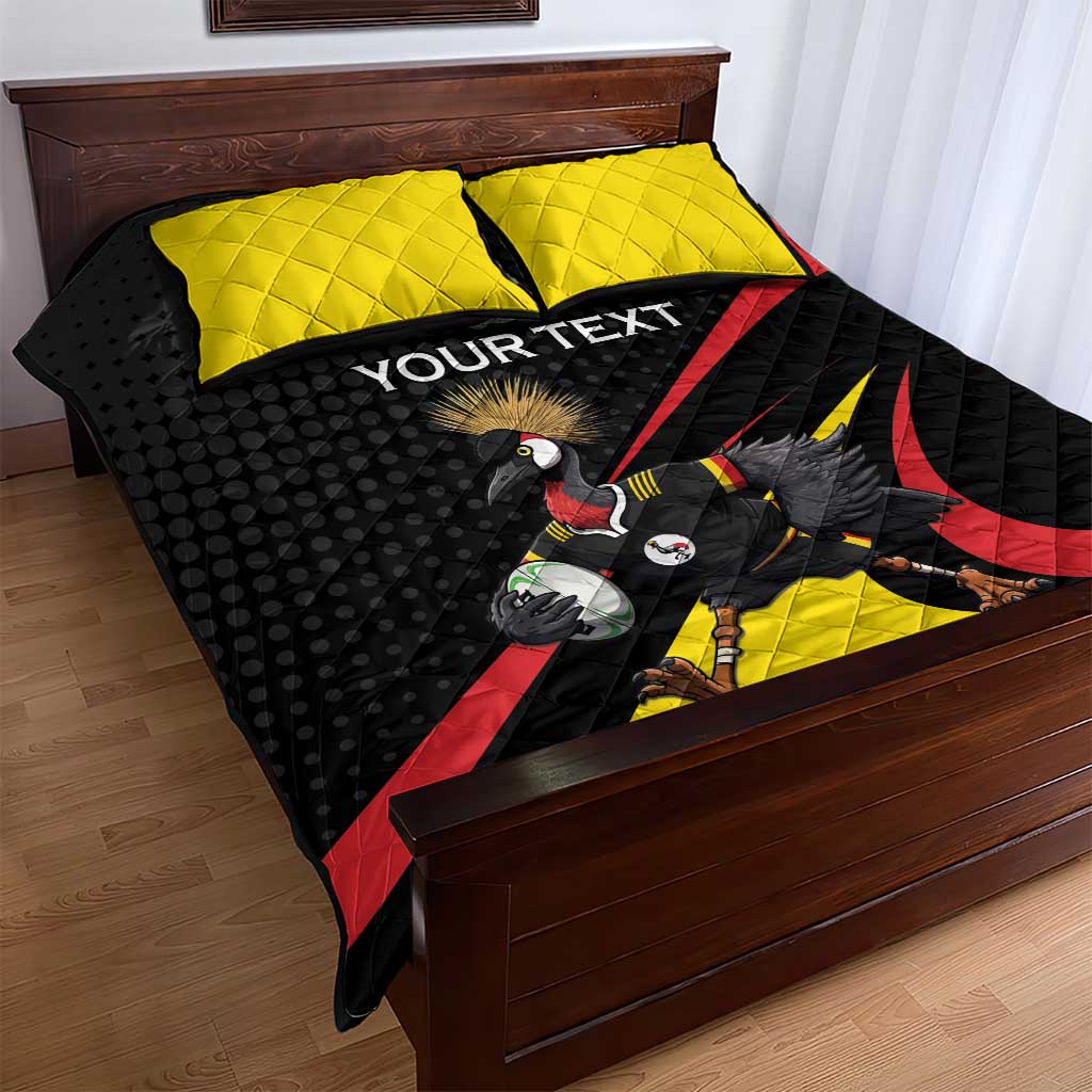 Jamhuri ya Uganda Rugby Custom Quilt Bed Set With Black Crowned Crane Mascot LT15
