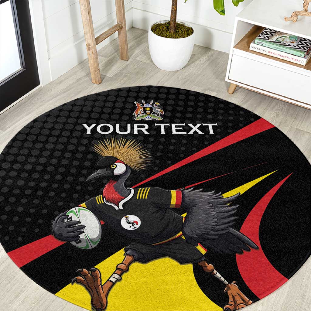 Jamhuri ya Uganda Rugby Custom Round Carpet With Black Crowned Crane Mascot LT15