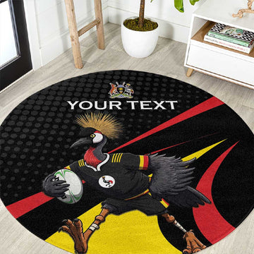 Jamhuri ya Uganda Rugby Custom Round Carpet With Black Crowned Crane Mascot LT15