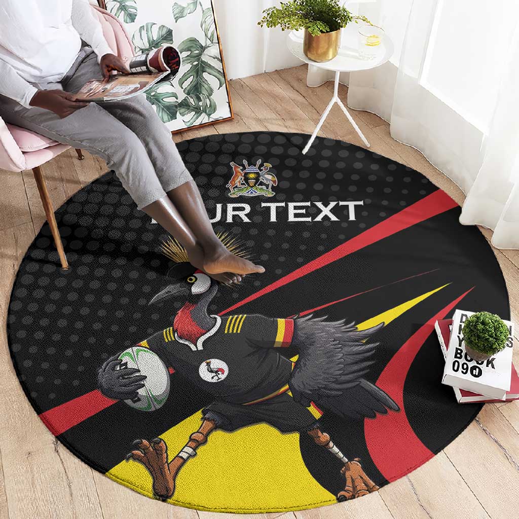 Jamhuri ya Uganda Rugby Custom Round Carpet With Black Crowned Crane Mascot LT15