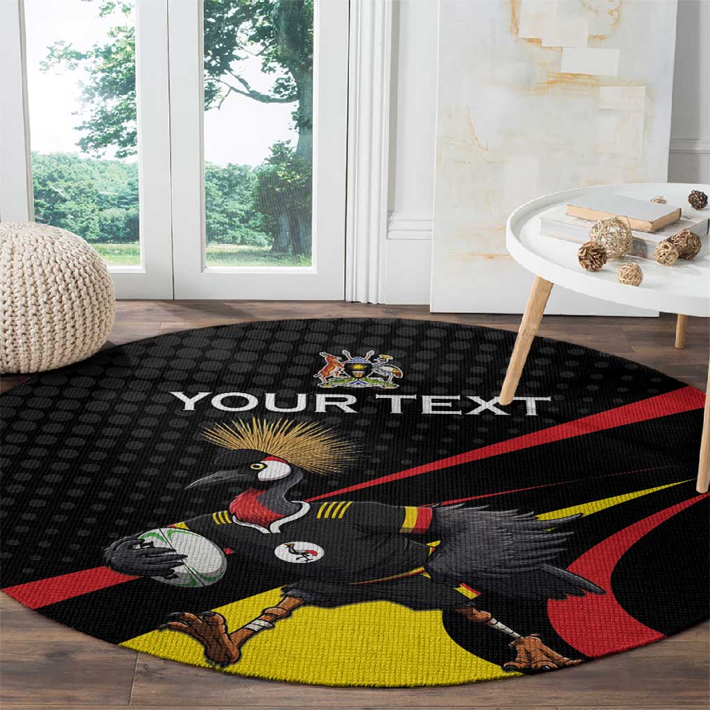 Jamhuri ya Uganda Rugby Custom Round Carpet With Black Crowned Crane Mascot LT15