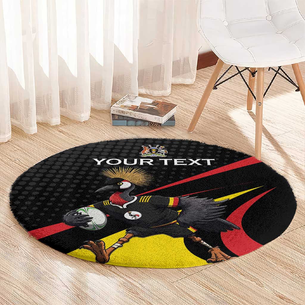 Jamhuri ya Uganda Rugby Custom Round Carpet With Black Crowned Crane Mascot LT15