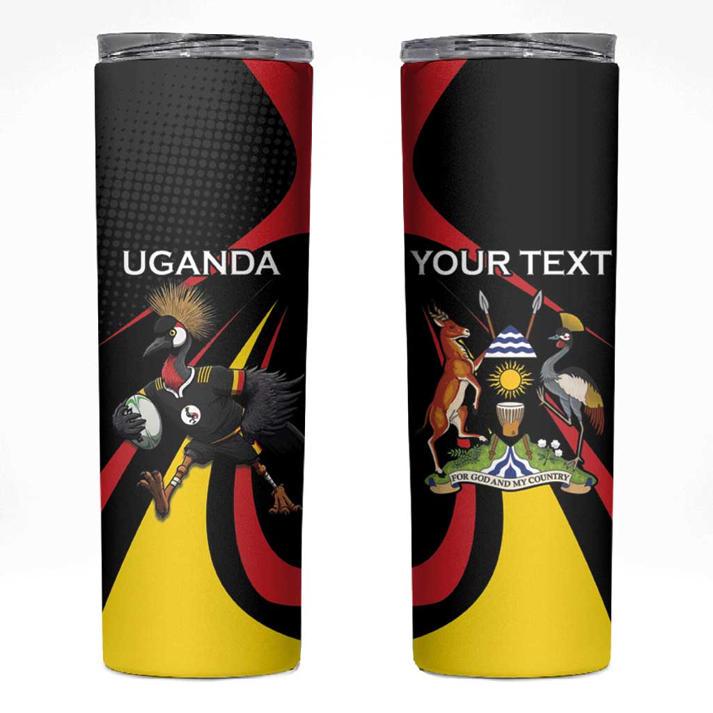 Jamhuri ya Uganda Rugby Custom Skinny Tumbler With Black Crowned Crane Mascot LT15