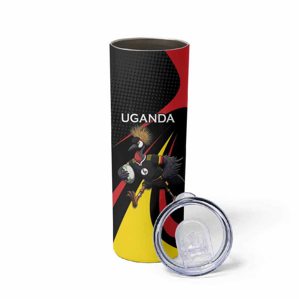 Jamhuri ya Uganda Rugby Custom Skinny Tumbler With Black Crowned Crane Mascot LT15