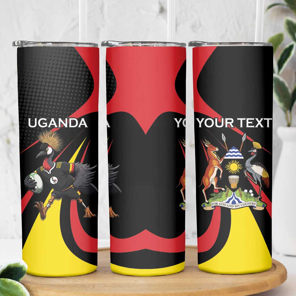 Jamhuri ya Uganda Rugby Custom Skinny Tumbler With Black Crowned Crane Mascot LT15