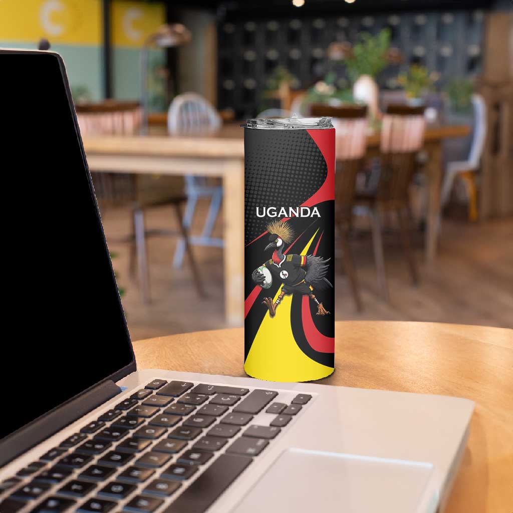 Jamhuri ya Uganda Rugby Custom Skinny Tumbler With Black Crowned Crane Mascot LT15