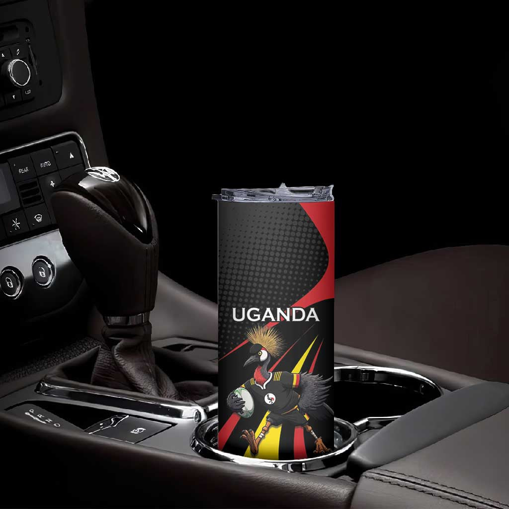 Jamhuri ya Uganda Rugby Custom Skinny Tumbler With Black Crowned Crane Mascot LT15