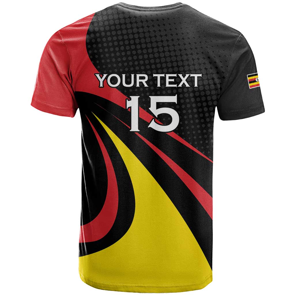 Jamhuri ya Uganda Rugby Custom T shirt With Black Crowned Crane Mascot LT15