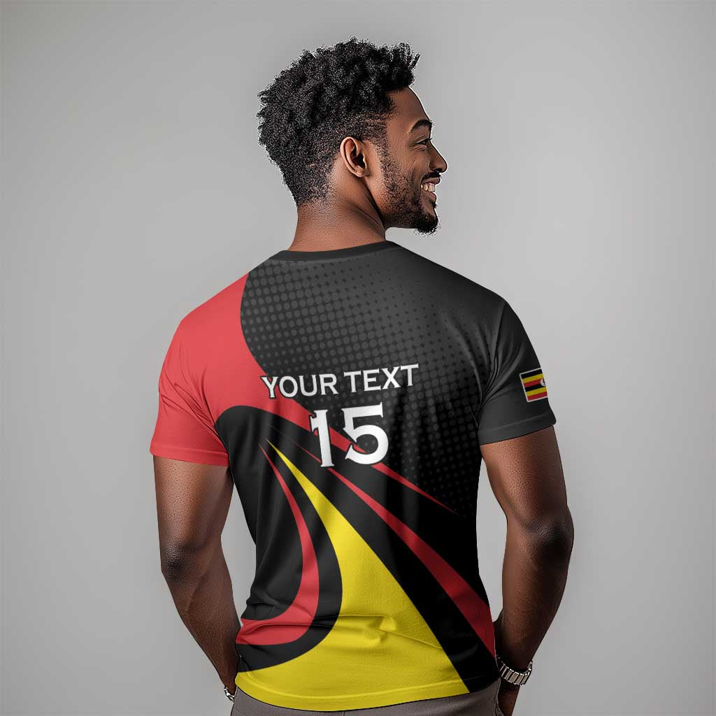 Jamhuri ya Uganda Rugby Custom T shirt With Black Crowned Crane Mascot LT15