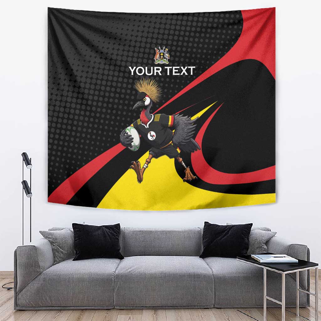 Jamhuri ya Uganda Rugby Custom Tapestry With Black Crowned Crane Mascot LT15