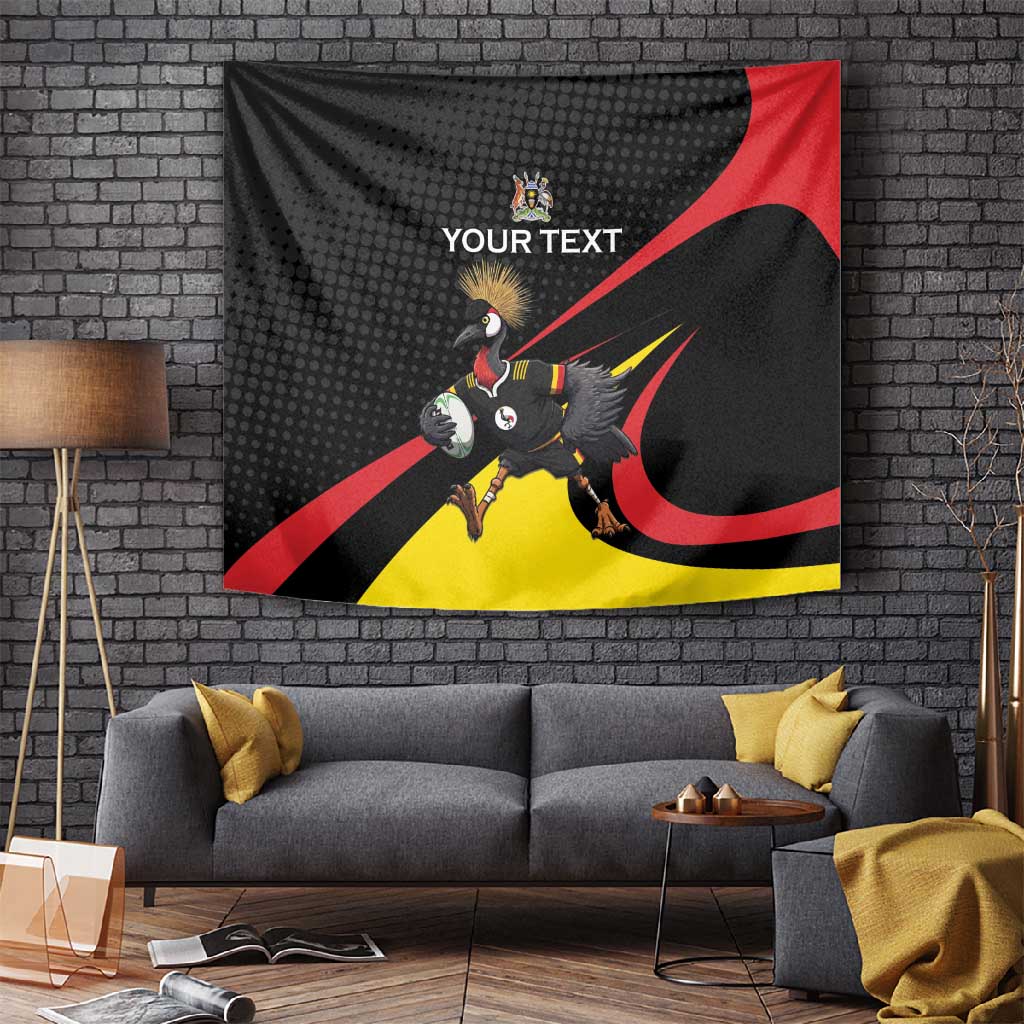 Jamhuri ya Uganda Rugby Custom Tapestry With Black Crowned Crane Mascot LT15