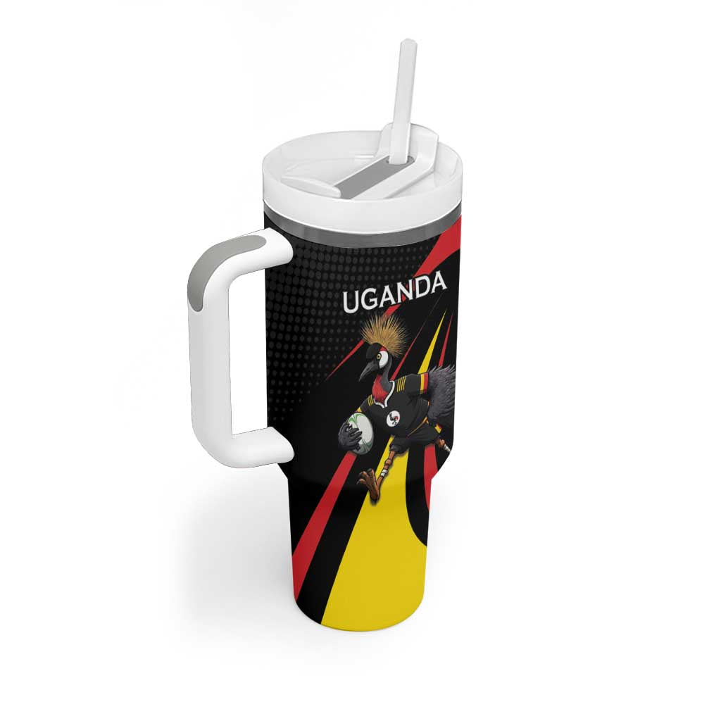 Jamhuri ya Uganda Rugby Custom Tumbler With Handle With Black Crowned Crane Mascot LT15
