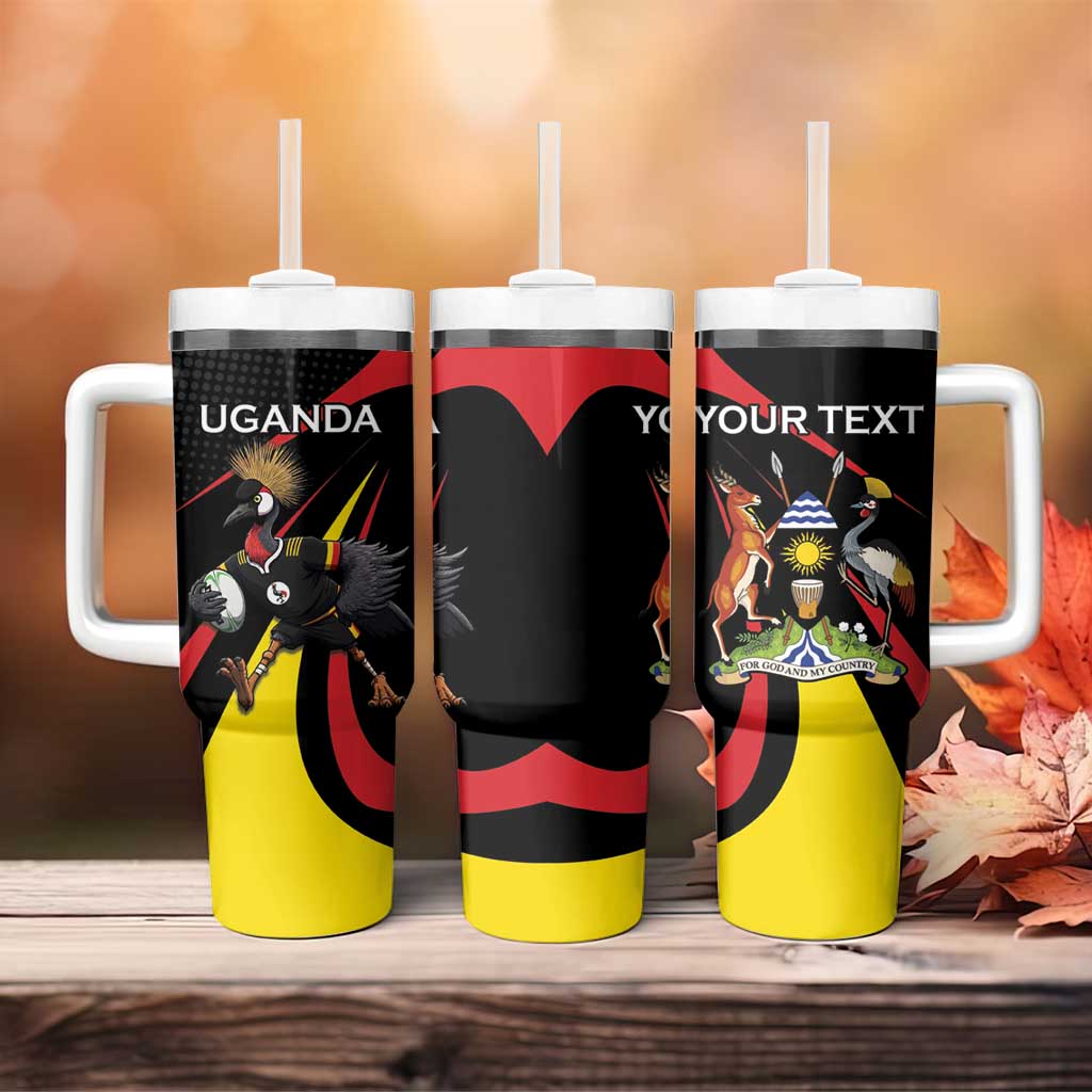 Jamhuri ya Uganda Rugby Custom Tumbler With Handle With Black Crowned Crane Mascot LT15