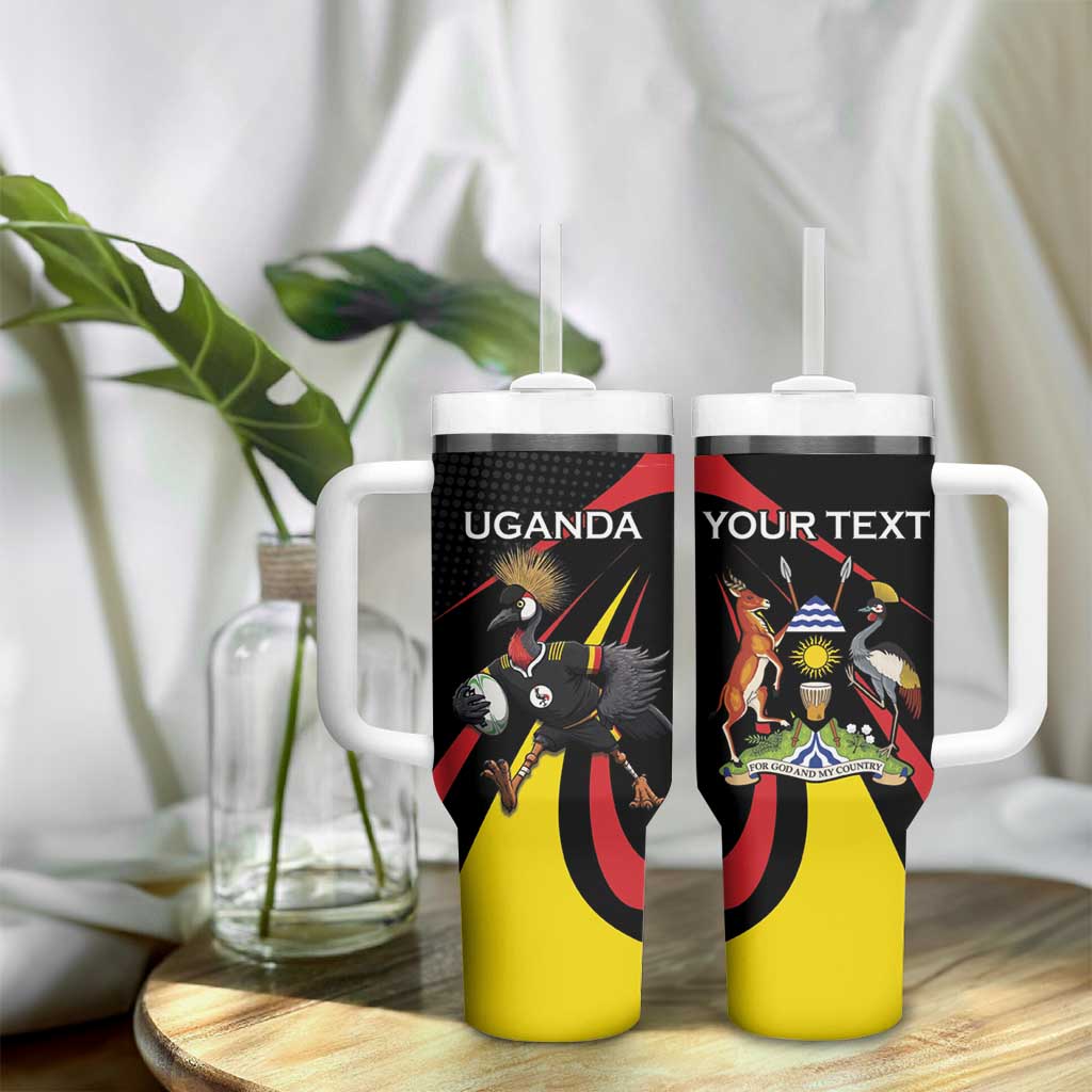 Jamhuri ya Uganda Rugby Custom Tumbler With Handle With Black Crowned Crane Mascot LT15