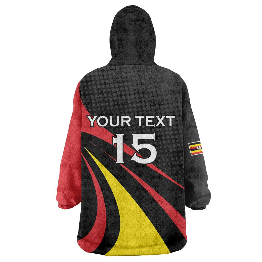 Jamhuri ya Uganda Rugby Custom Wearable Blanket Hoodie With Black Crowned Crane Mascot LT15