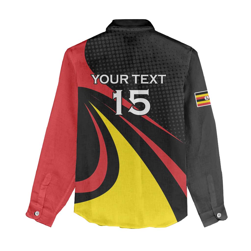 Jamhuri ya Uganda Rugby Custom Women Casual Shirt With Black Crowned Crane Mascot LT15