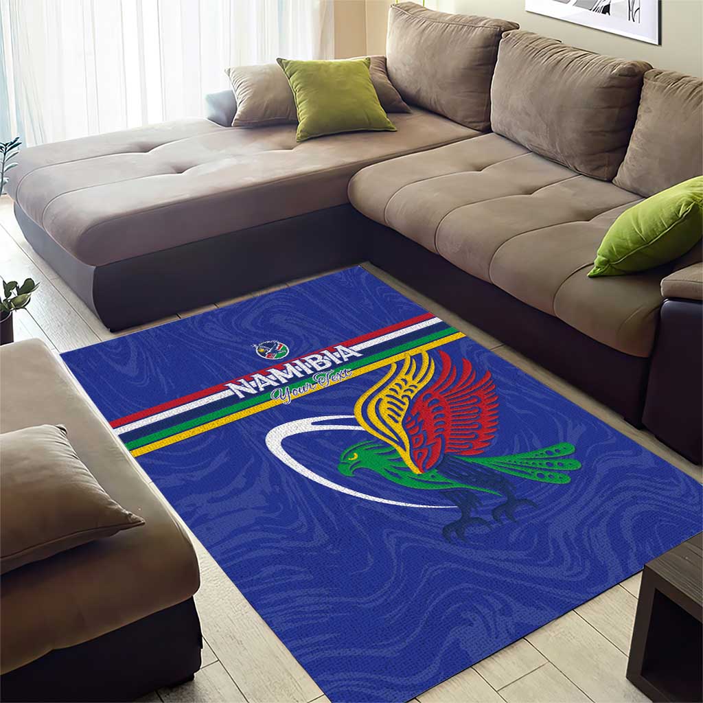 Namibia Rugby Custom Area Rug African Fish Eagle - Flag Colors LT15