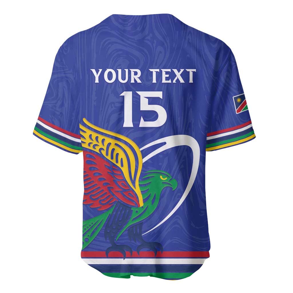 Namibia Rugby Custom Baseball Jersey African Fish Eagle - Flag Colors LT15