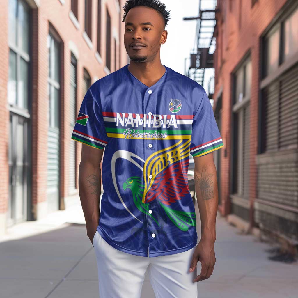 Namibia Rugby Custom Baseball Jersey African Fish Eagle - Flag Colors LT15