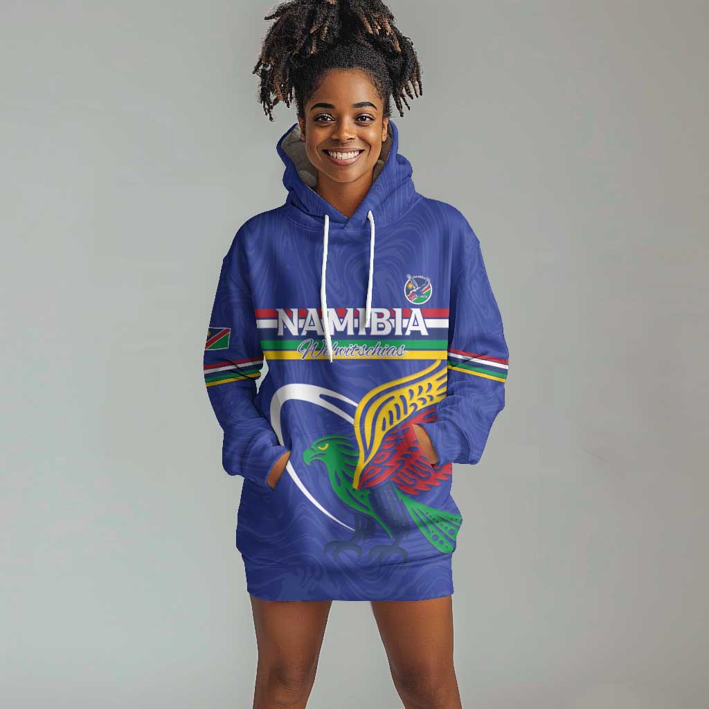 Namibia Rugby Custom Hoodie Dress African Fish Eagle - Flag Colors LT15