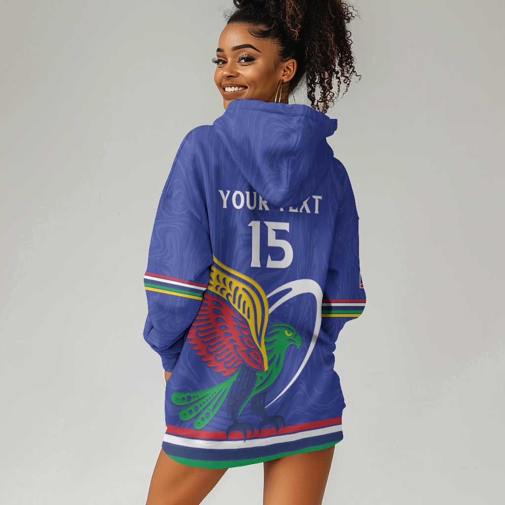 Namibia Rugby Custom Hoodie Dress African Fish Eagle - Flag Colors LT15