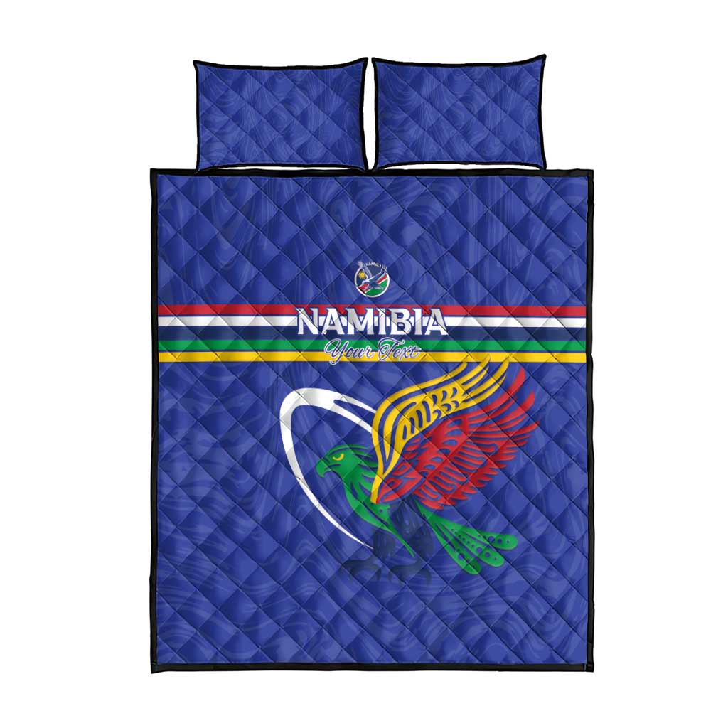 Namibia Rugby Custom Quilt Bed Set African Fish Eagle - Flag Colors LT15