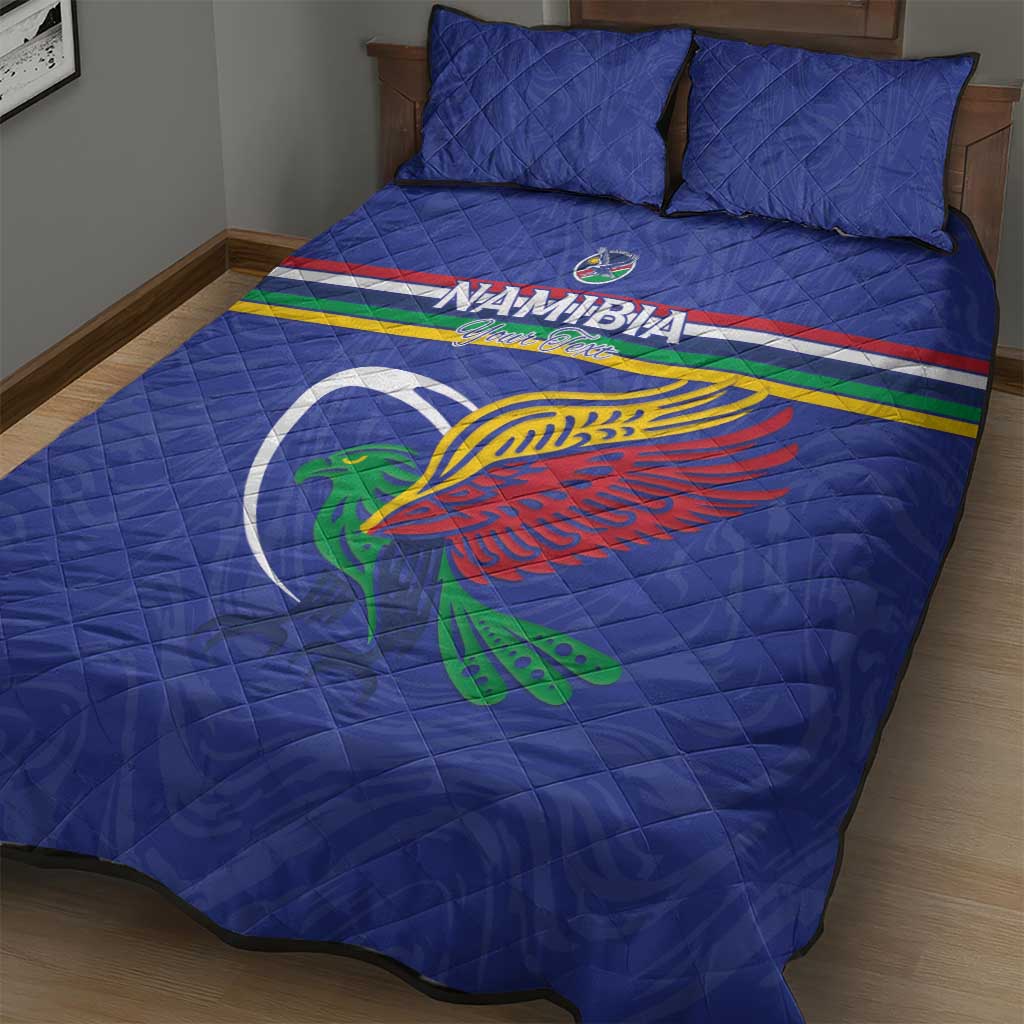Namibia Rugby Custom Quilt Bed Set African Fish Eagle - Flag Colors LT15