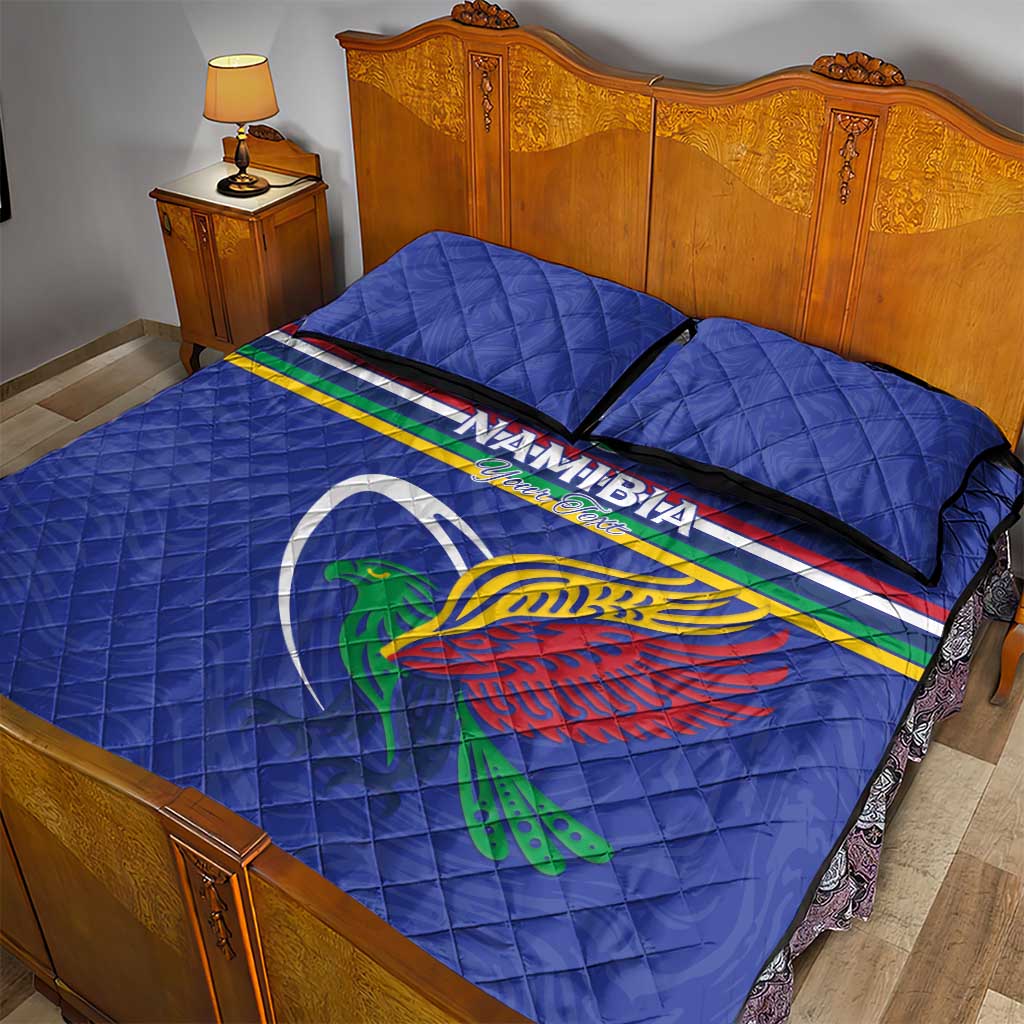 Namibia Rugby Custom Quilt Bed Set African Fish Eagle - Flag Colors LT15