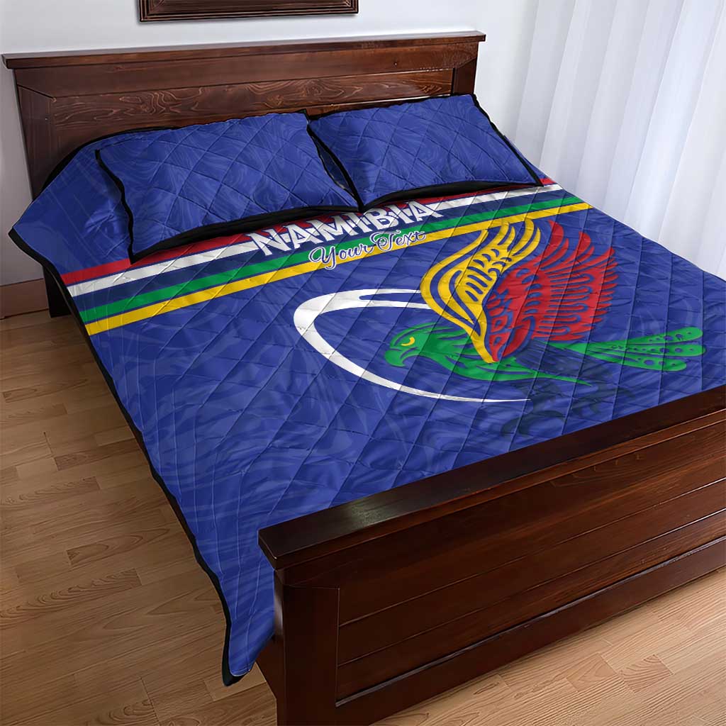 Namibia Rugby Custom Quilt Bed Set African Fish Eagle - Flag Colors LT15