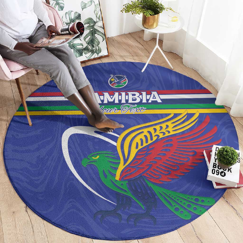 Namibia Rugby Custom Round Carpet African Fish Eagle - Flag Colors LT15