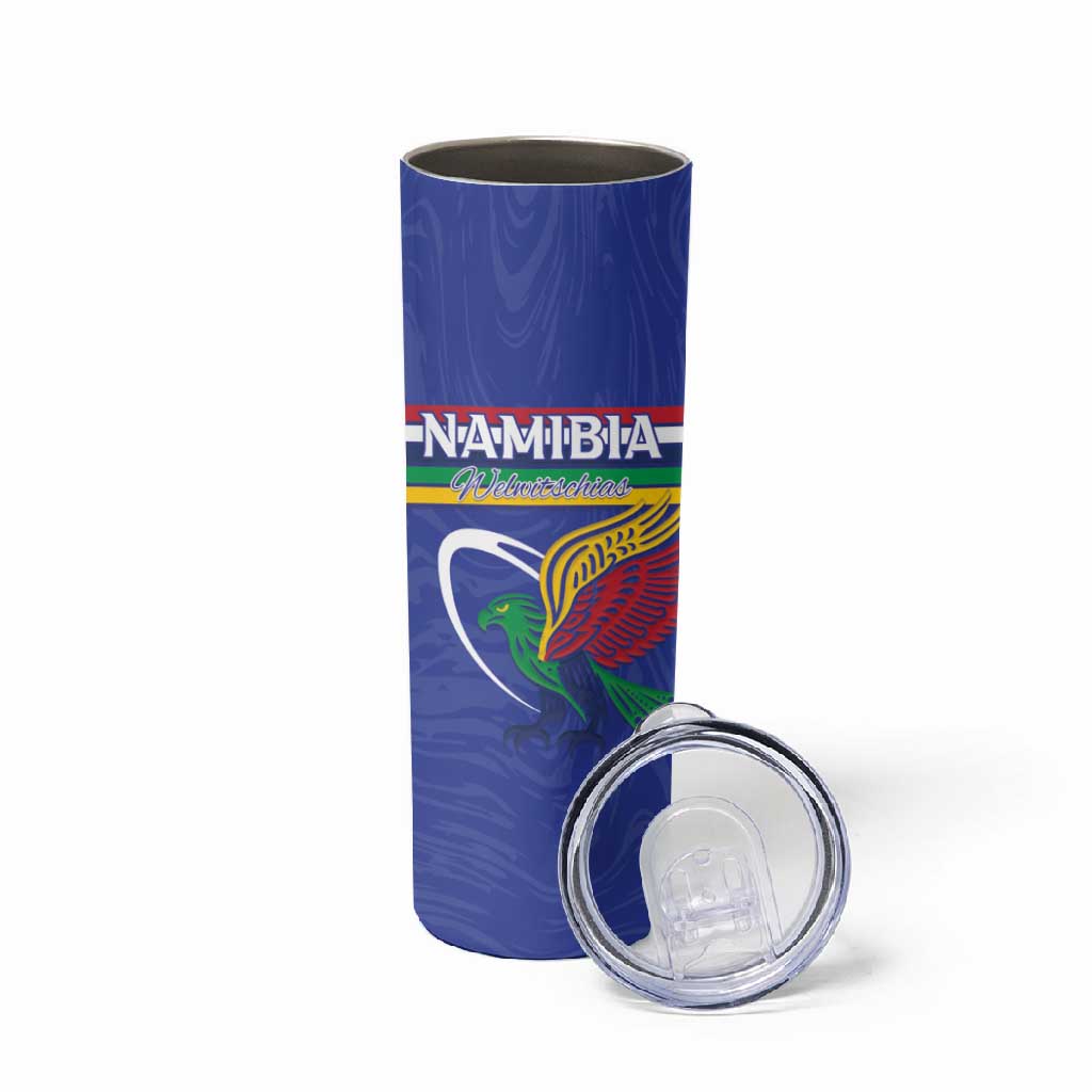 Namibia Rugby Custom Skinny Tumbler African Fish Eagle - Flag Colors LT15