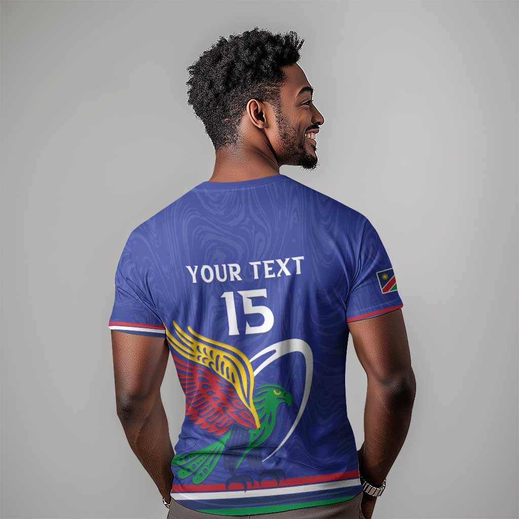 Namibia Rugby Custom T shirt African Fish Eagle - Flag Colors LT15