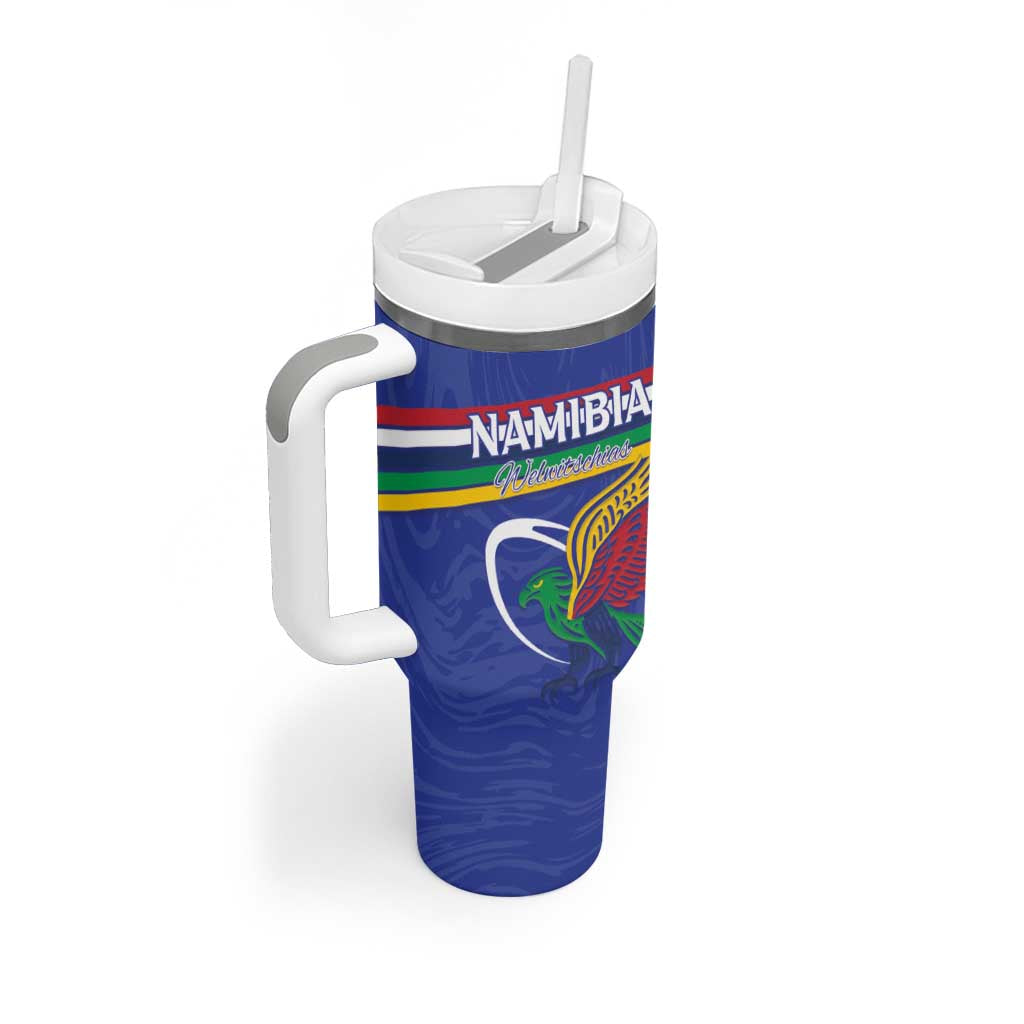Namibia Rugby Custom Tumbler With Handle African Fish Eagle - Flag Colors LT15