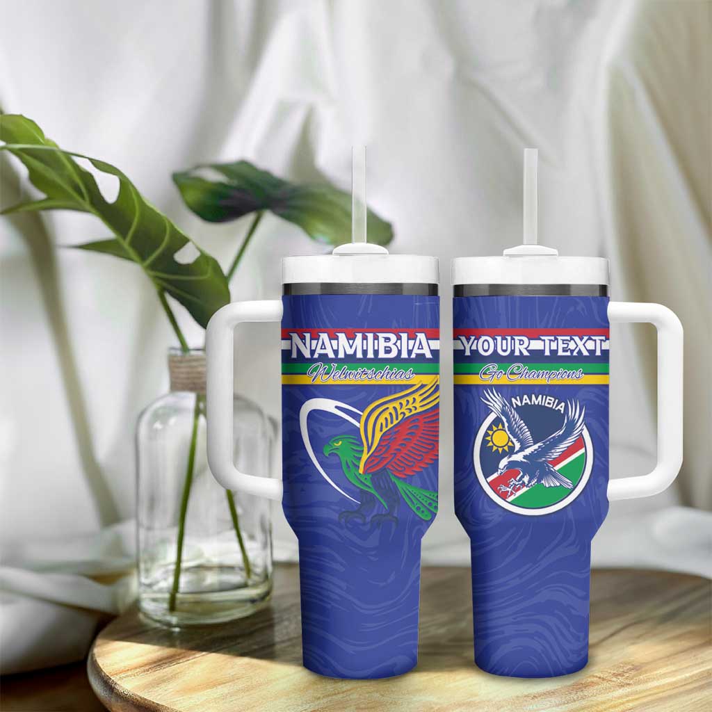 Namibia Rugby Custom Tumbler With Handle African Fish Eagle - Flag Colors LT15