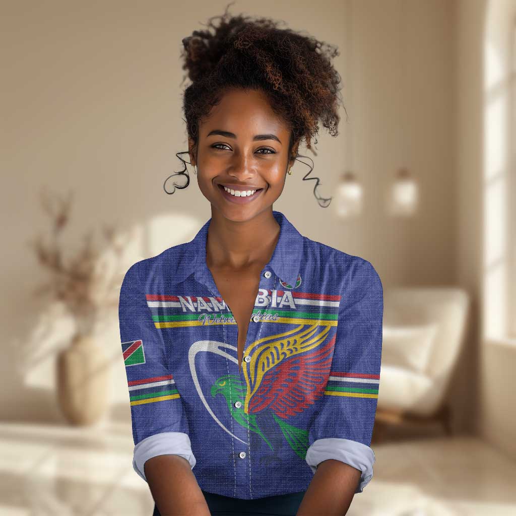 Namibia Rugby Custom Women Casual Shirt African Fish Eagle - Flag Colors LT15
