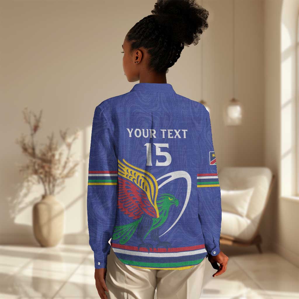 Namibia Rugby Custom Women Casual Shirt African Fish Eagle - Flag Colors LT15