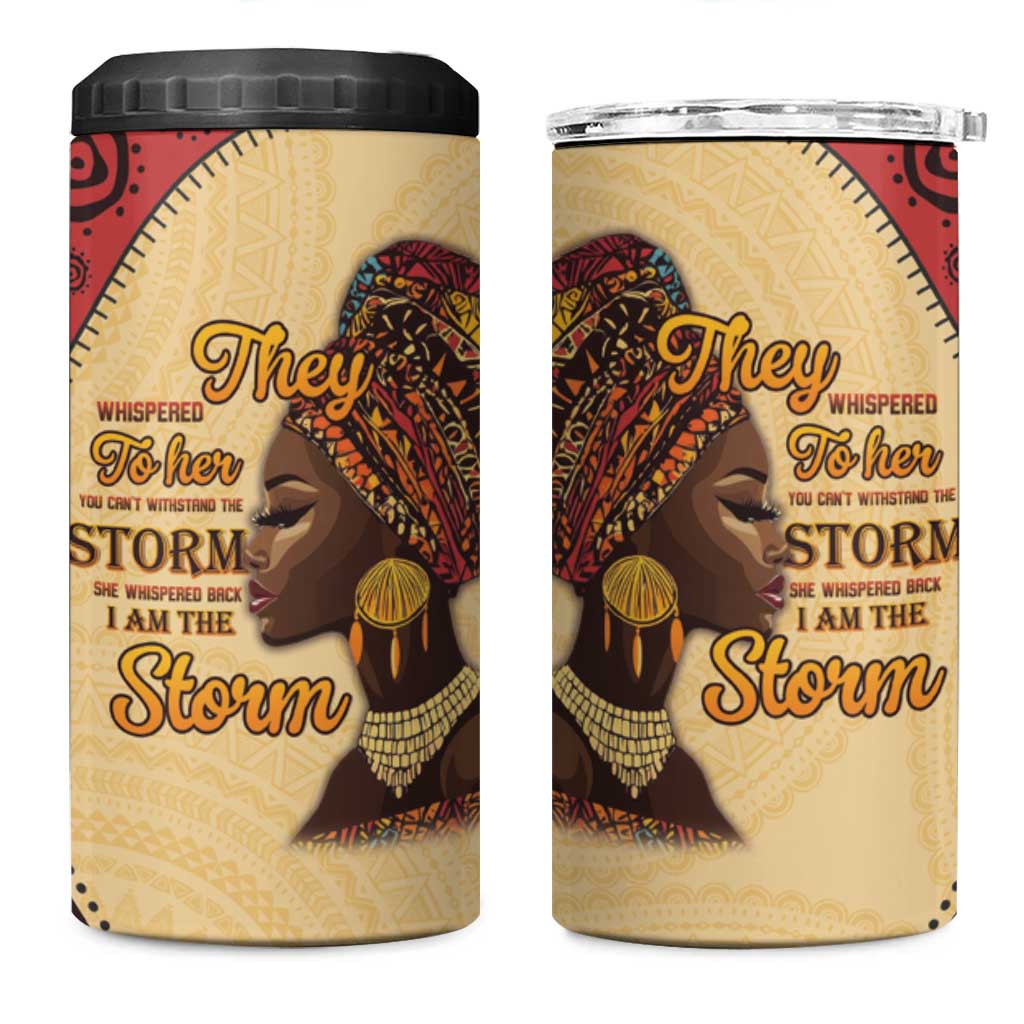 African Woman 4 in 1 Can Cooler Tumbler I Am The Storm LT15