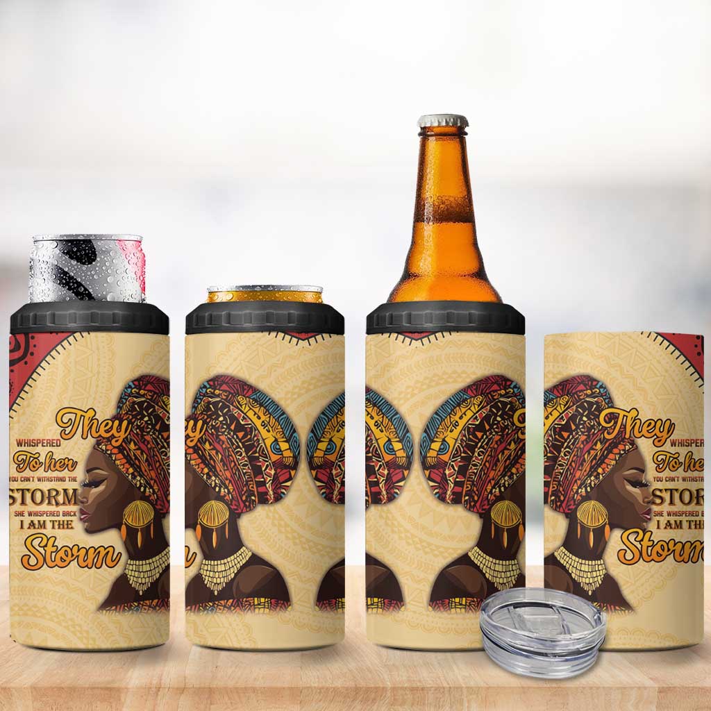 African Woman 4 in 1 Can Cooler Tumbler I Am The Storm LT15