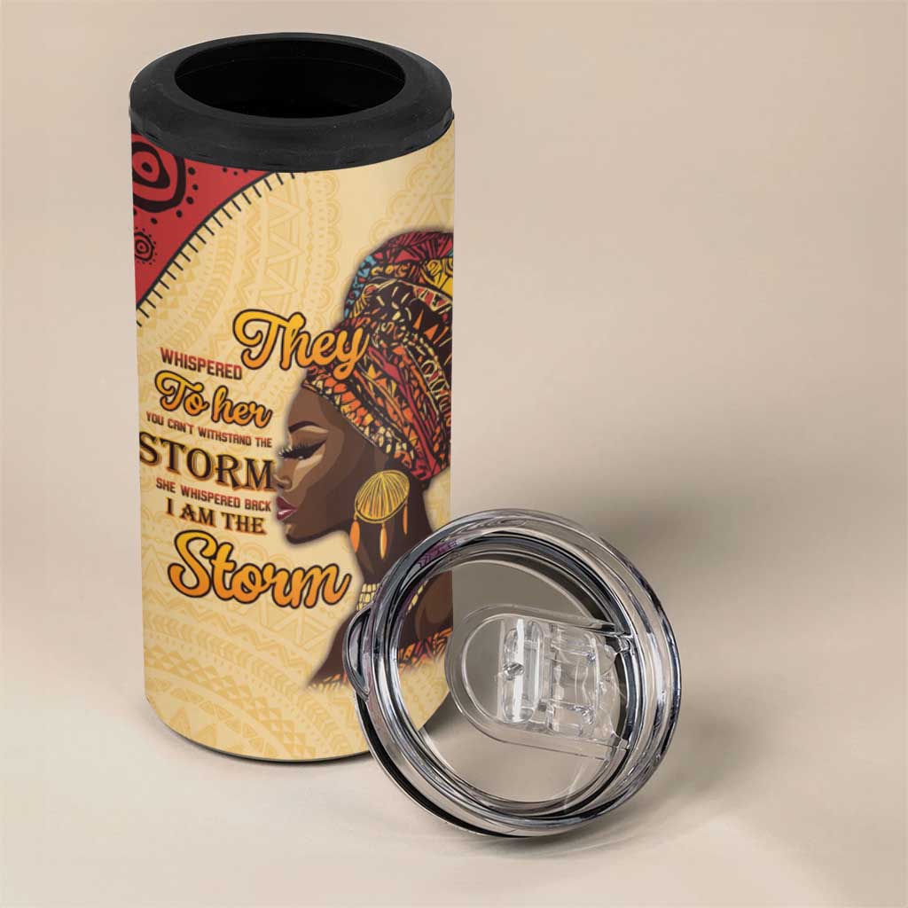 African Woman 4 in 1 Can Cooler Tumbler I Am The Storm LT15