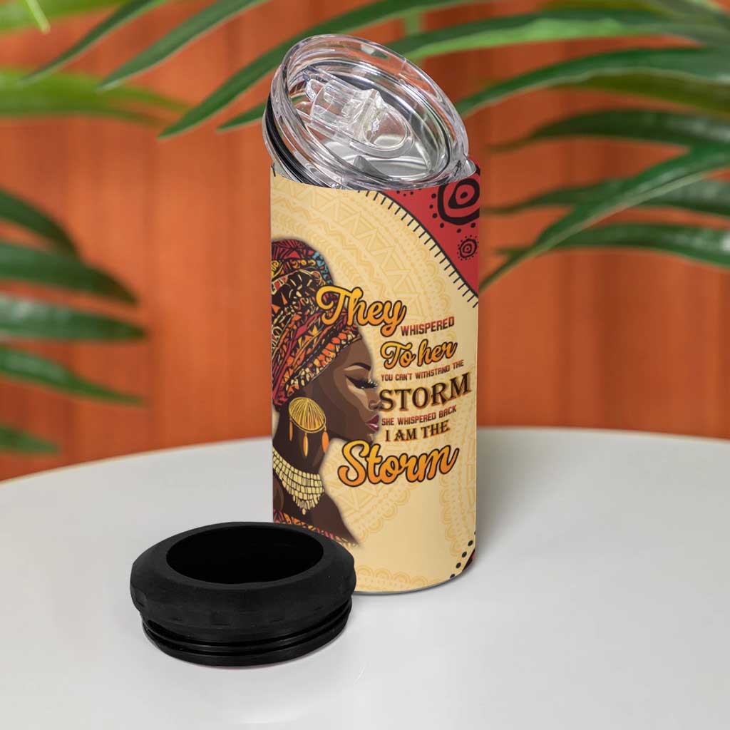 African Woman 4 in 1 Can Cooler Tumbler I Am The Storm LT15