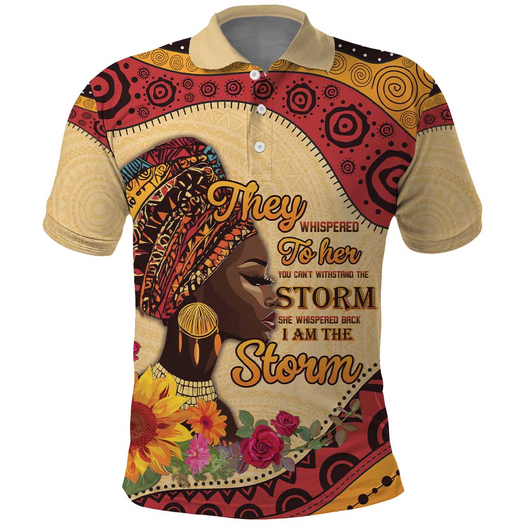 Black History Month Polo Shirt African Woman Afro I Am The Storm LT15