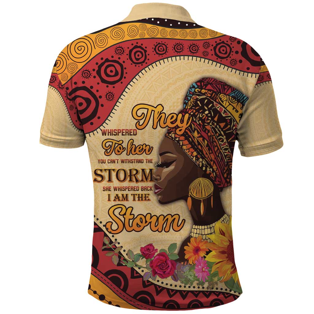 Black History Month Polo Shirt African Woman Afro I Am The Storm LT15