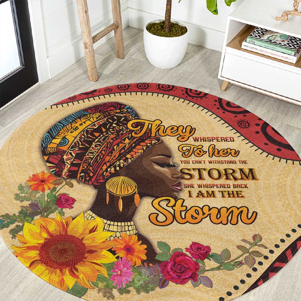 African Woman Round Carpet I Am The Storm LT15